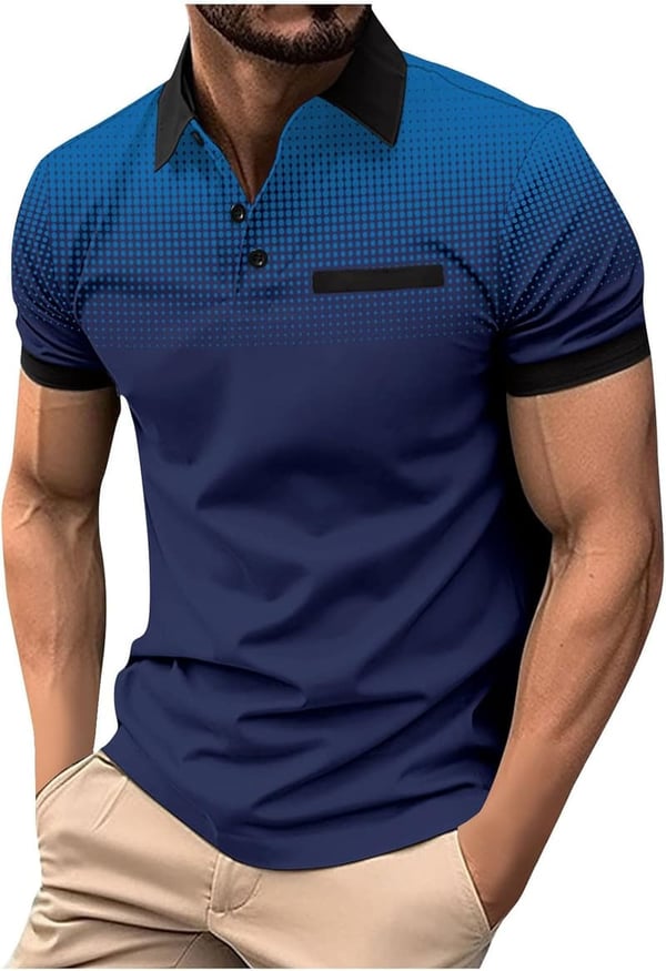 Casual Summer Men's Short Sleeve Henley Golf Polo Shirt