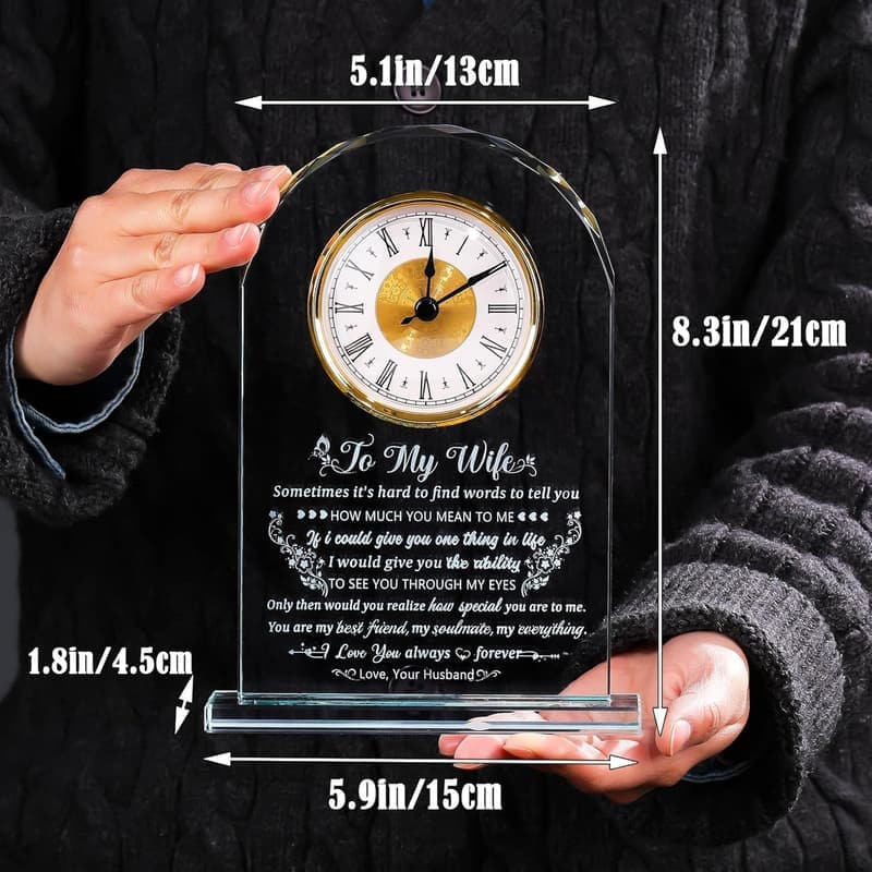 Personalized Glass Clock for Wife's Birthday or Anniversary