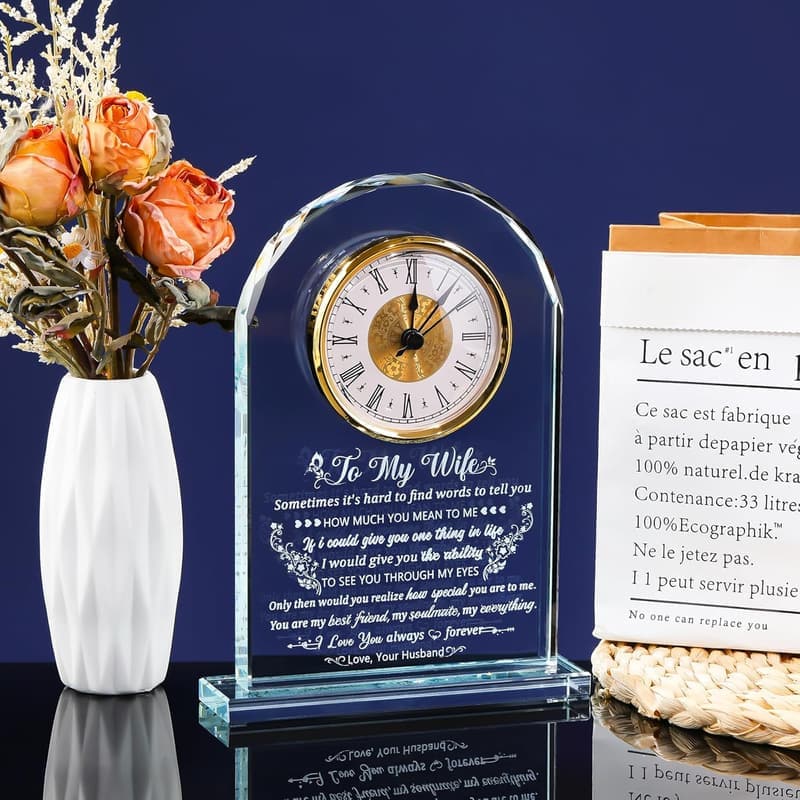 Personalized Glass Clock for Wife's Birthday or Anniversary