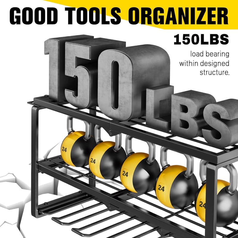 Heavy-Duty Wall Mount Tool Organizer with 7 Drill Holders