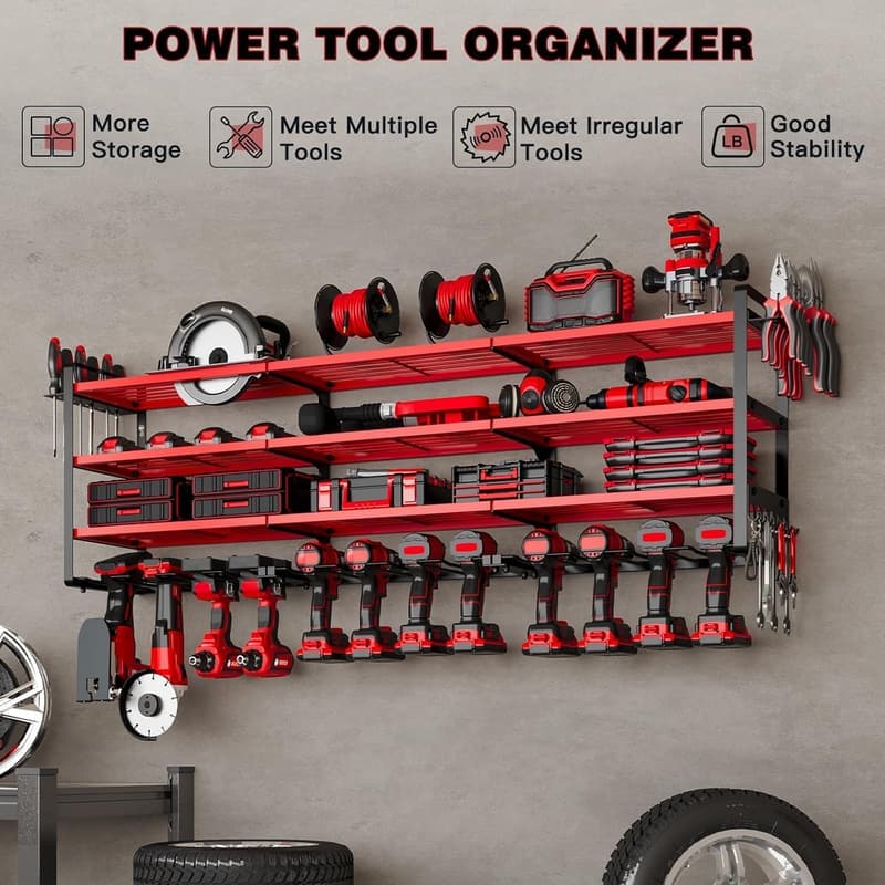Heavy-Duty Drill Holder Wall Mount Organizer for Garage