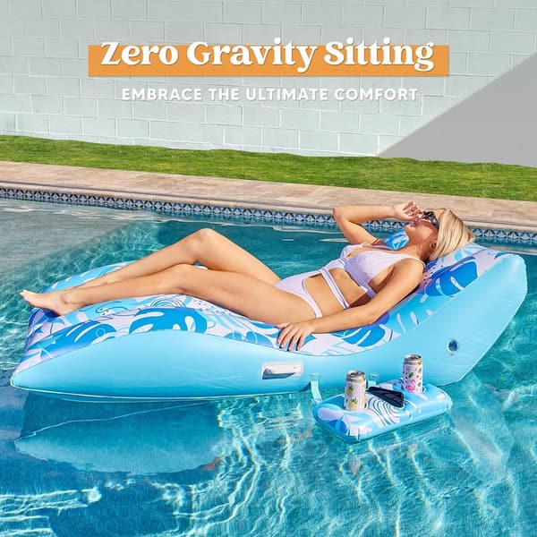 Comfortable Inflatable Pool Lounge Chair with Cup Holder