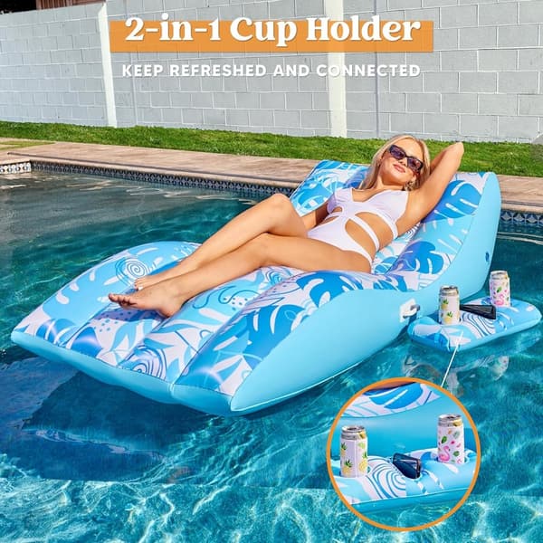 Comfortable Inflatable Pool Lounge Chair with Cup Holder