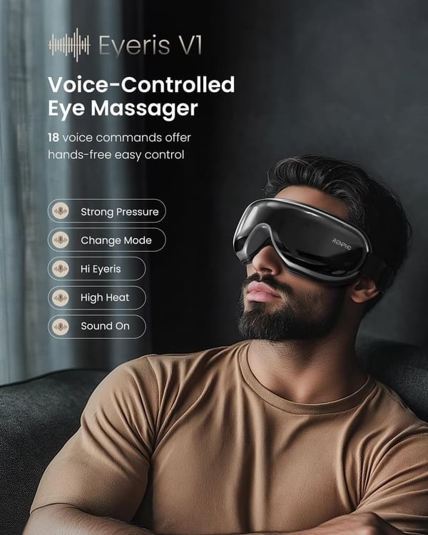 Eye Massager with Heat & Voice Control - Father's Day Gift for Dad