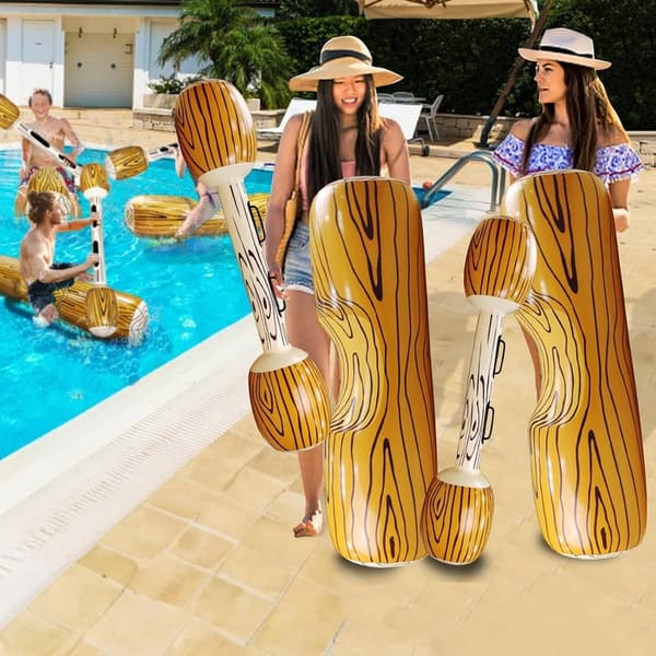 Jumbo Inflatable Battle Log Raft for 3 Players - Summer Pool Games