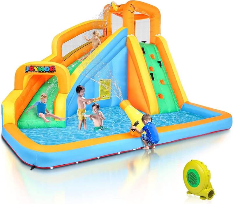 Kids Inflatable Water Slide Park with Splash Pool & Climbing Wall