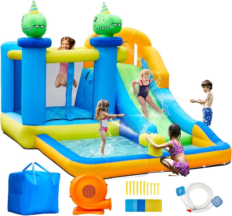 6-in-1 Inflatable Water Slide Bounce House for Kids