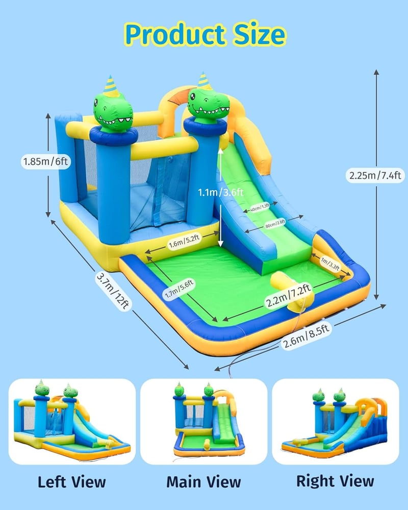 6-in-1 Inflatable Water Slide Bounce House for Kids
