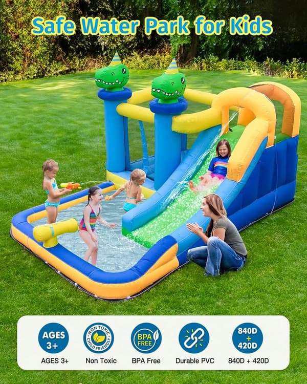 6-in-1 Inflatable Water Slide Bounce House for Kids