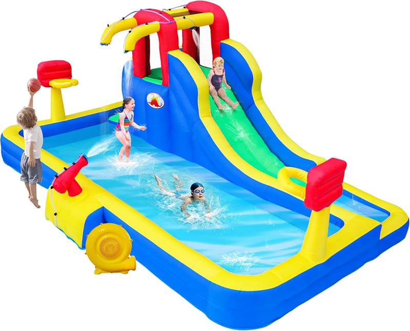Inflatable Water Park with Blower and Water Cannon