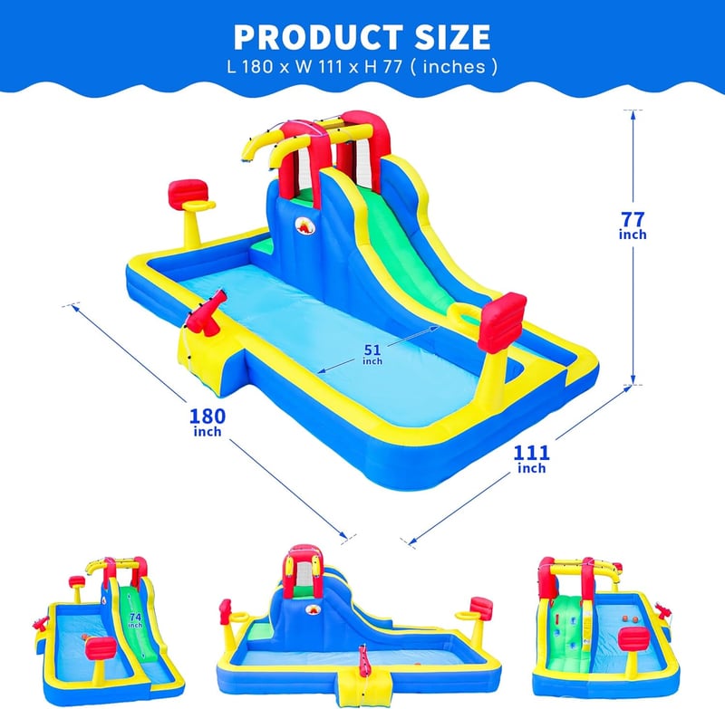 Inflatable Water Park with Blower and Water Cannon