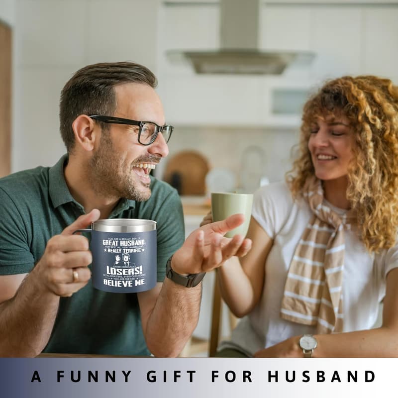 14 Oz Stainless Steel Coffee Mug for Husband's Anniversary