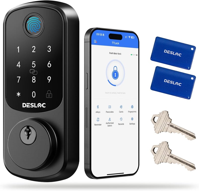 Smart Fingerprint Door Lock with App Control & Touchscreen Keypad