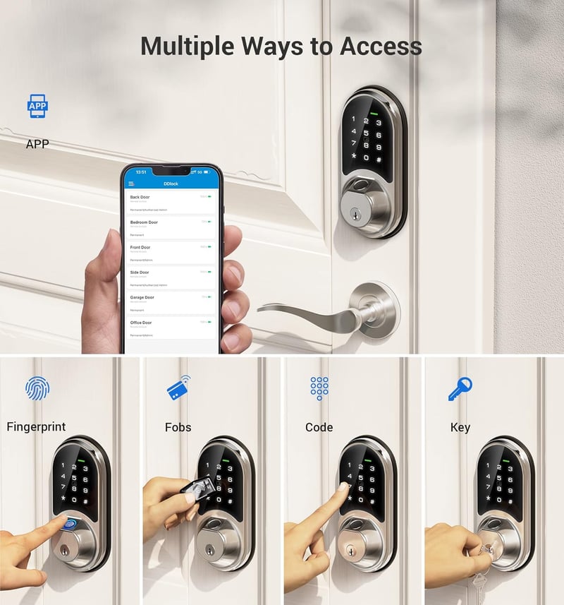 Veise 7-in-1 Biometric Smart Door Lock with App Control