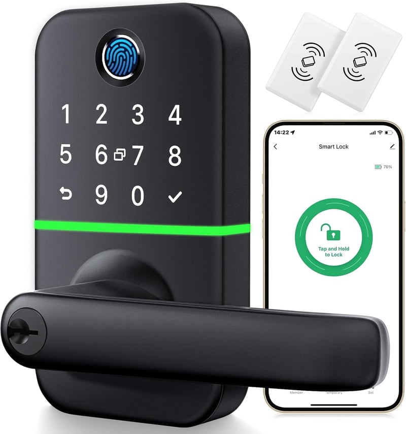 Keyless Entry Fingerprint Door Lock with Handle - Smart App Control