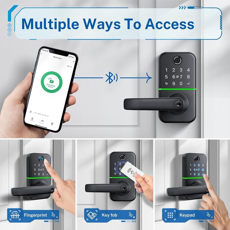 Keyless Entry Fingerprint Door Lock with Handle - Smart App Control