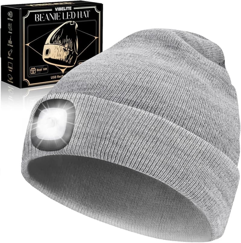 USB Rechargeable LED Beanie Hat - Perfect Birthday Gift for Men