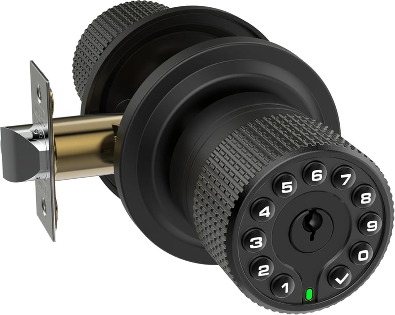 Matte Black Smart Door Lock with 50 User Codes, Waterproof