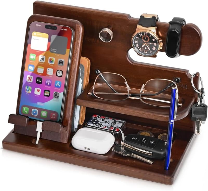 Men's Wood Phone Docking Station - Birthday & Anniversary Gift