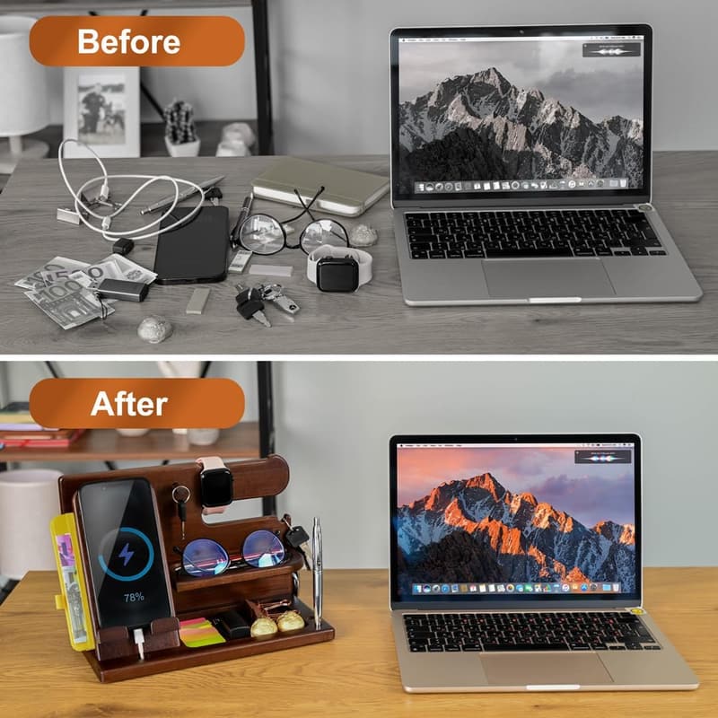 Men's Wood Phone Docking Station - Birthday & Anniversary Gift