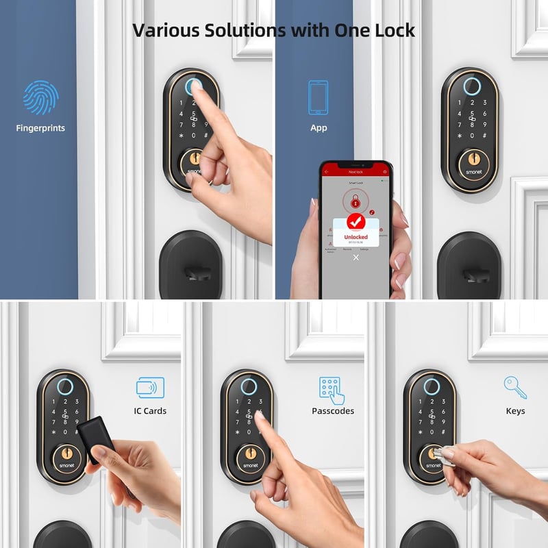 Smart Bluetooth Fingerprint Door Lock with Touchscreen Keypad