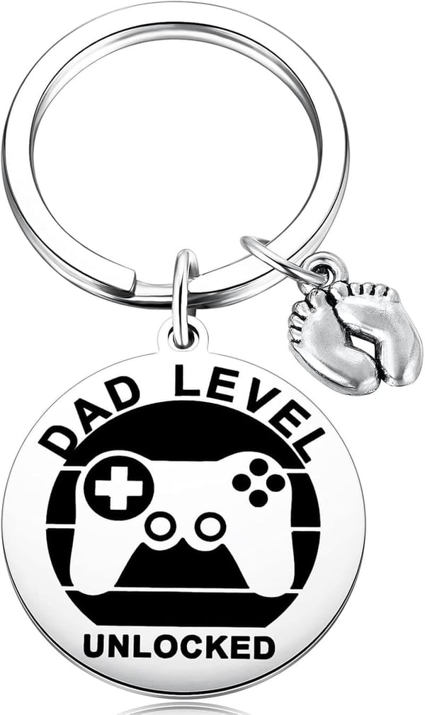 First Father's Day Baby Footprint Keychain for Dad