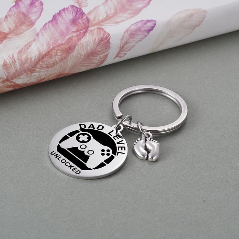 First Father's Day Baby Footprint Keychain for Dad