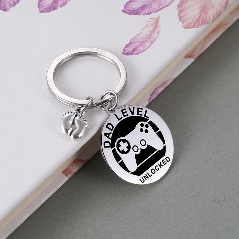 First Father's Day Baby Footprint Keychain for Dad