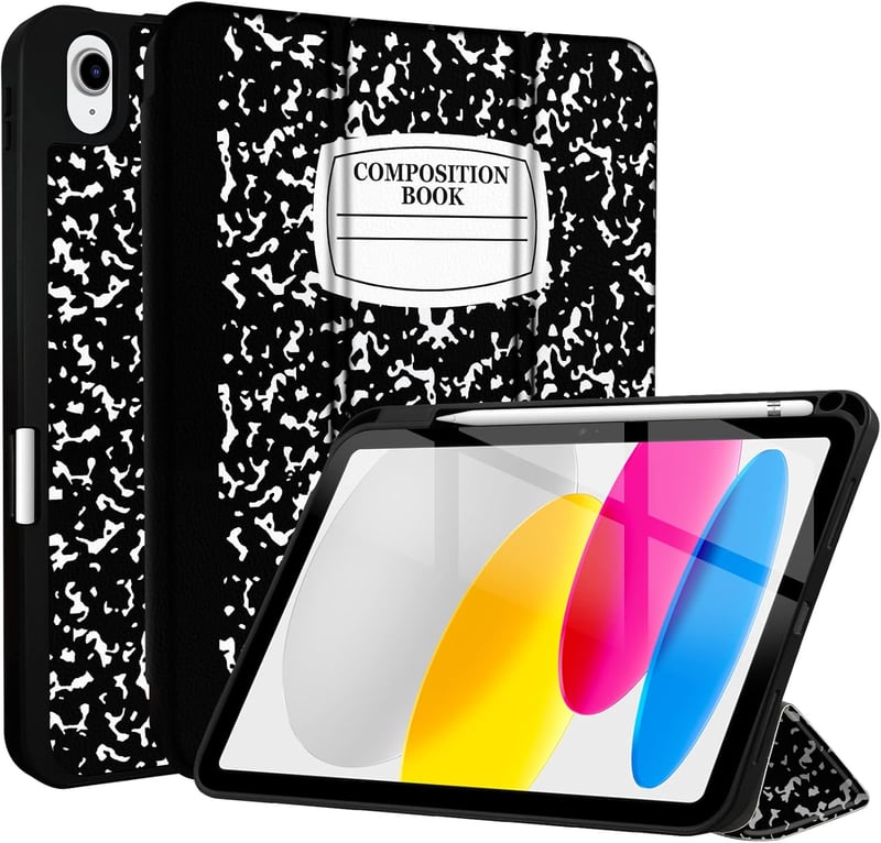 iPad Case - Shockproof TPU Frame, Leather Cover, Pencil Holder