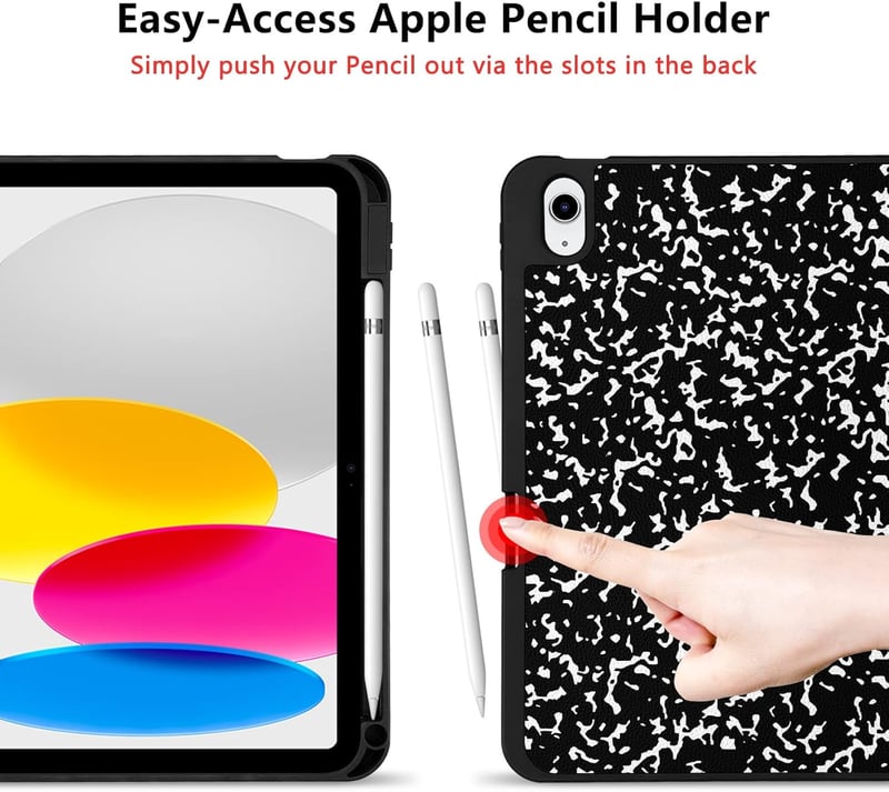 iPad Case - Shockproof TPU Frame, Leather Cover, Pencil Holder