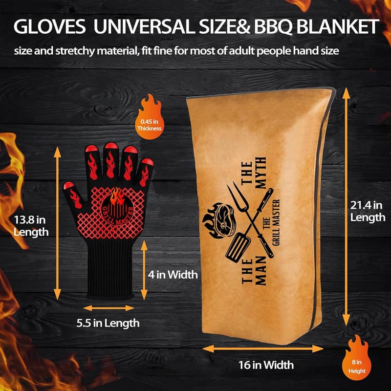 Father's Day BBQ Blanket & Gloves Set for Meat Resting