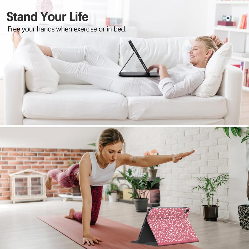 iPad 10th Gen 2022 Folio Case - Pink PU Leather with Auto Wake/Sleep