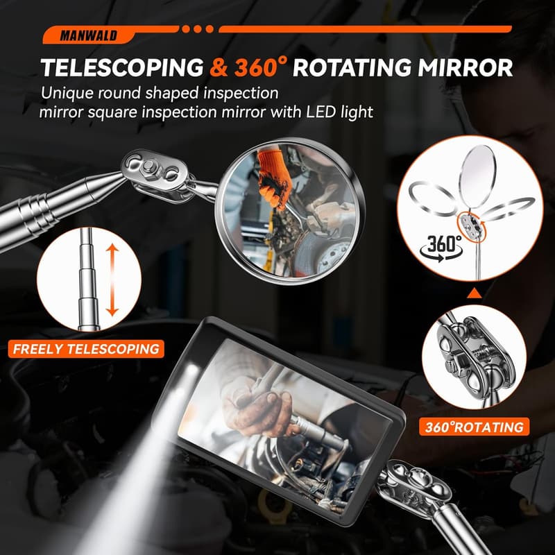 Telescoping Magnetic Pickup Tool Set with Flashlight - Father's Day Gift for Men