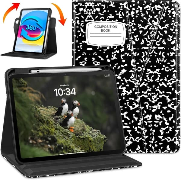 Premium Leather Folio Case for iPad 10th & 11th Gen with Pencil Holder