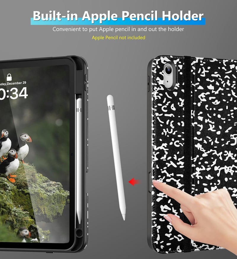 Premium Leather Folio Case for iPad 10th & 11th Gen with Pencil Holder