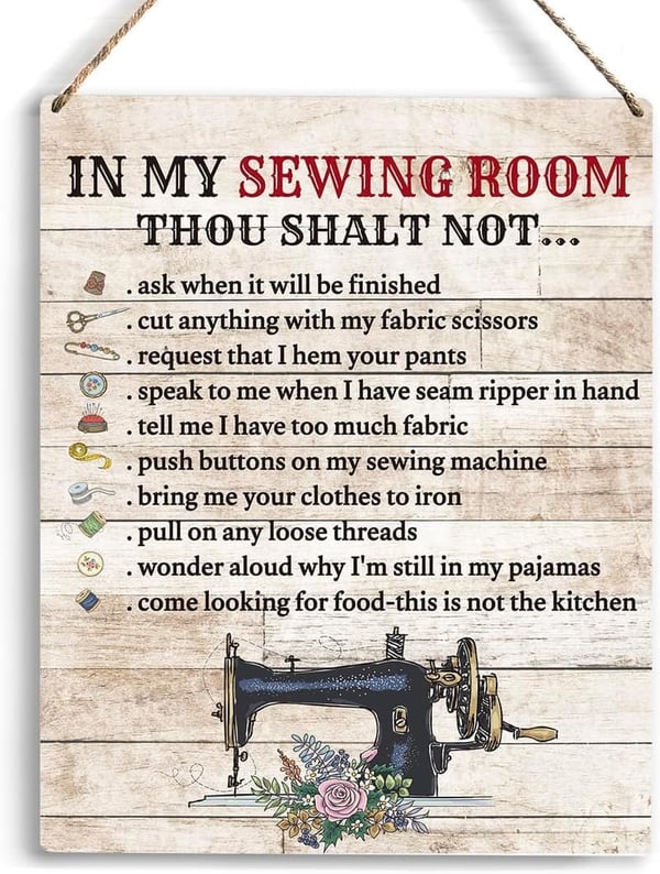 Sewing Room Wall Art - Wooden Hanging Sign for Sewers