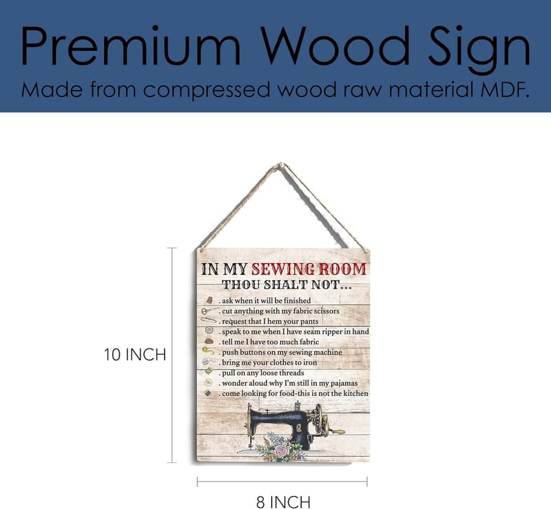 Sewing Room Wall Art - Wooden Hanging Sign for Sewers