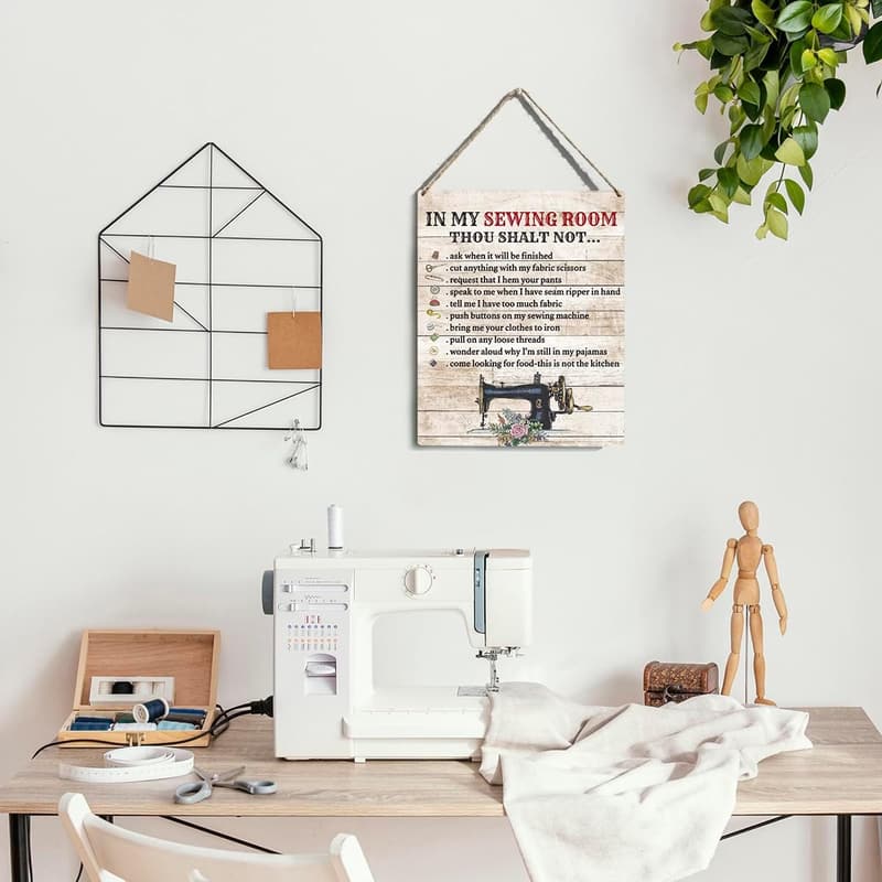 Sewing Room Wall Art - Wooden Hanging Sign for Sewers