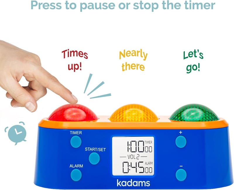 Kids' Visual Timer Clock with Pre-Alarm & Temperature Display