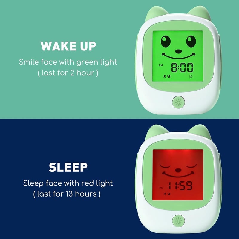 Kids' Sleep Training Alarm Clock with Nap Timer (Green)