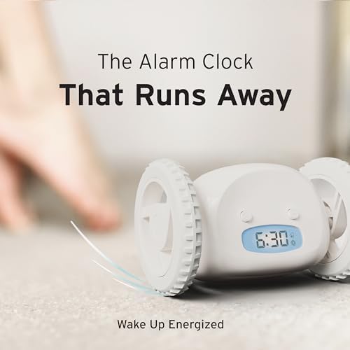 Extra Loud Rolling Alarm Clock for Heavy Sleepers - White