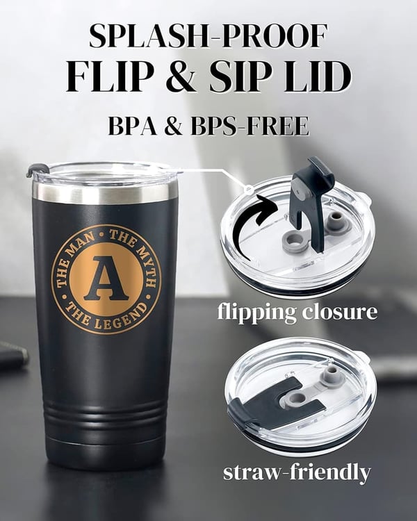 Funny Personalized Travel Tumbler for Men - Monogrammed 20 oz