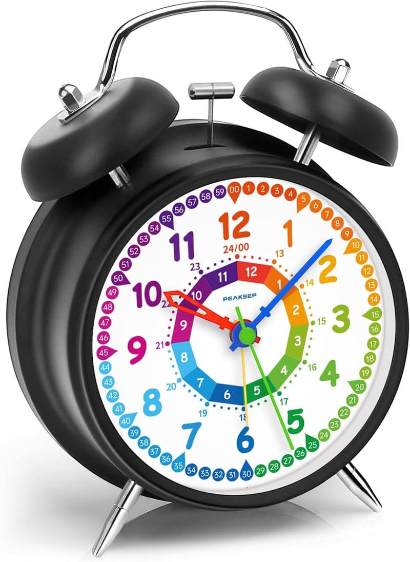 Rainbow Twin Bell Alarm Clock - Battery Operated for Kids & Adults