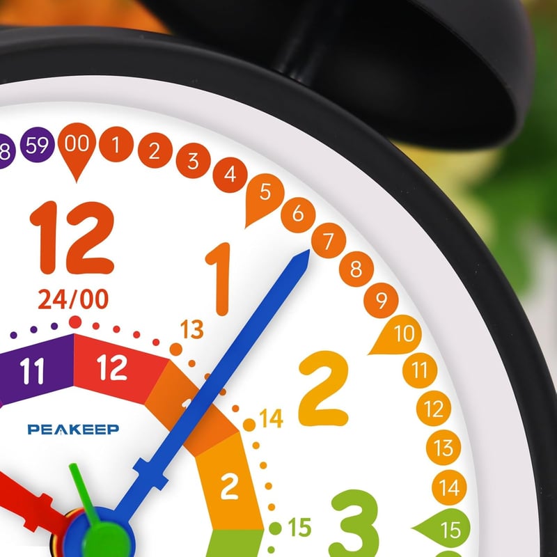 Rainbow Twin Bell Alarm Clock - Battery Operated for Kids & Adults