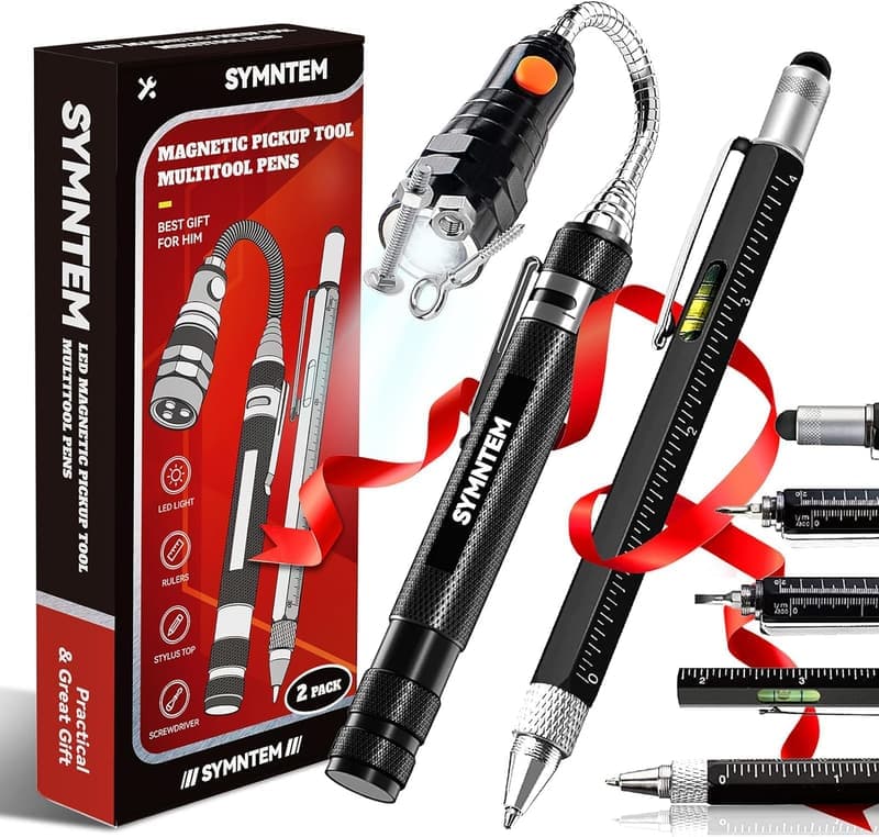 Magnetic Pickup Tool with Flashlight & 6-in-1 Pen for Him