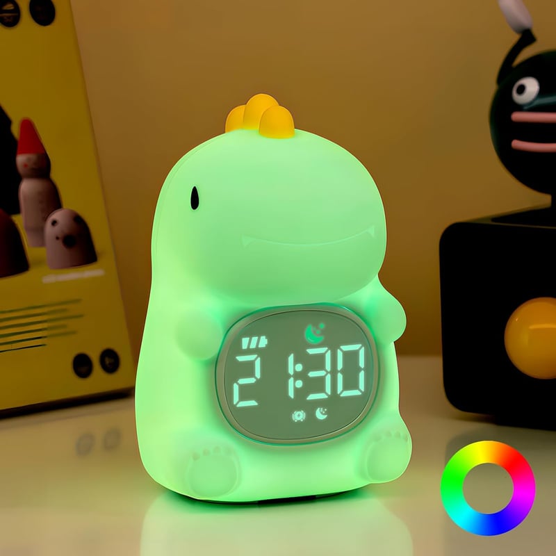 Kids' Dinosaur Alarm Clock with Night Light & Sound Machine