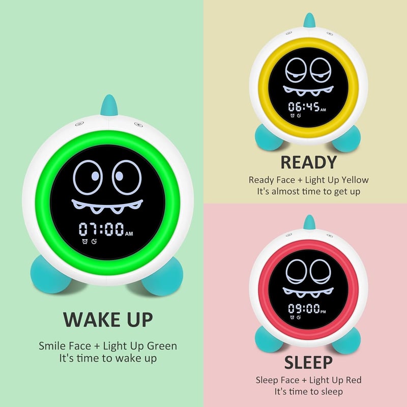 Kids Dinosaur Alarm Clock with Night Light & Sound Machine
