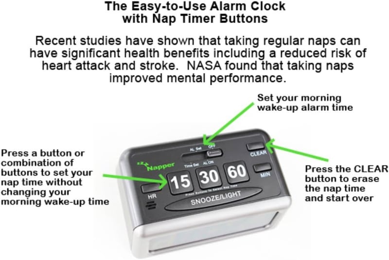 Napper Alarm Clock with LCD Display for Custom Nap Times