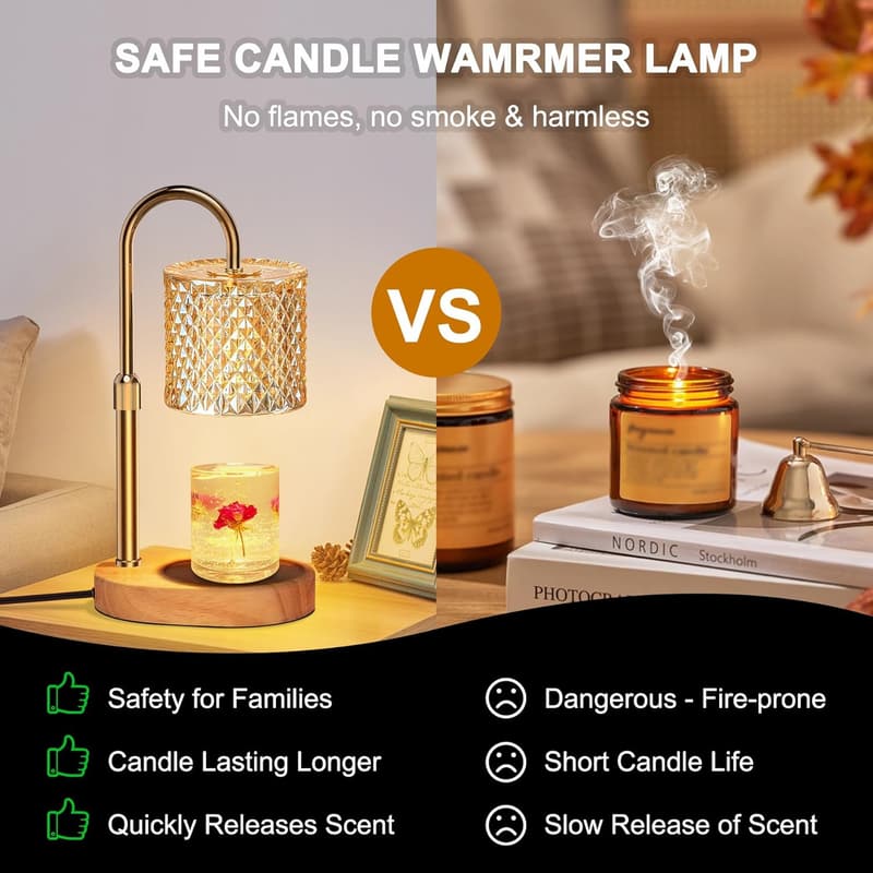 Adjustable Candle Warmer Lamp with Timer & Dimmer