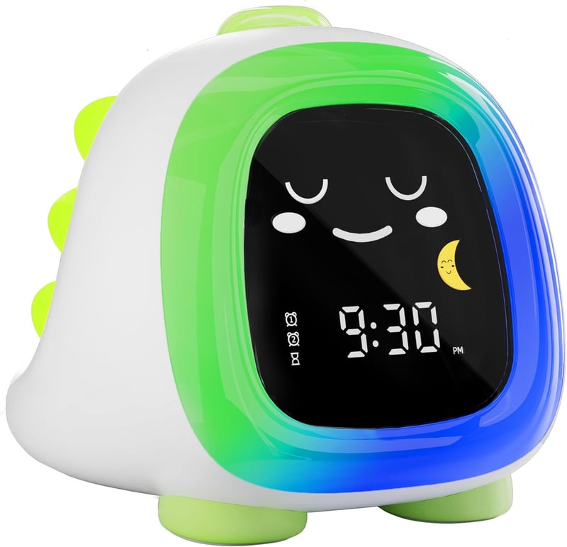 Kids Dinosaur Alarm Clock with Night Light - Sleep Training Gift